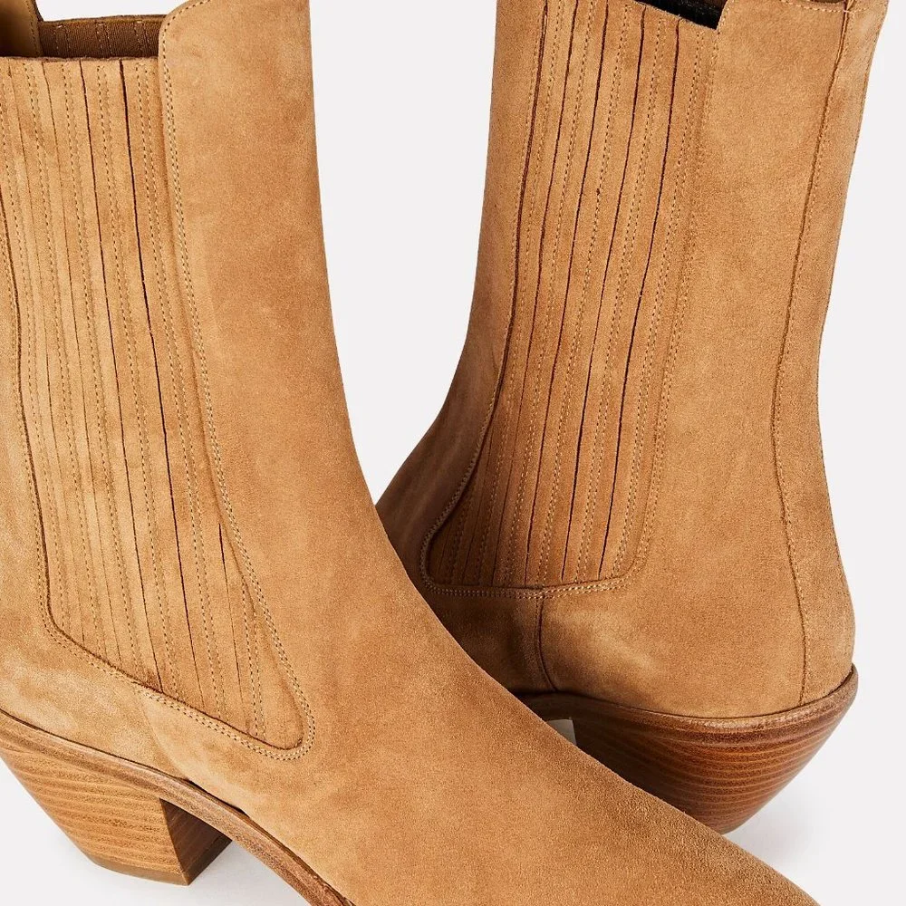 ❌SOLD❌CULT GAIA Nova Suede Western Boots Camel Pull ON - Picture 2 of 10